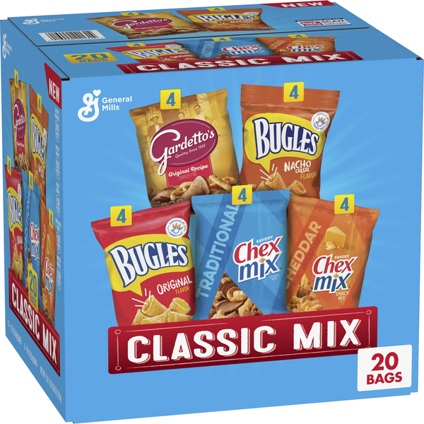 Bugles Gardetto’s & Chex Classic Snack Mix Variety Pack hero