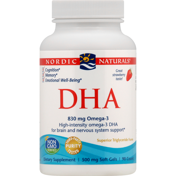 Vitamins & Supplements Nordic Naturals DHA, 500 mg, Soft Gels, Strawberry hero