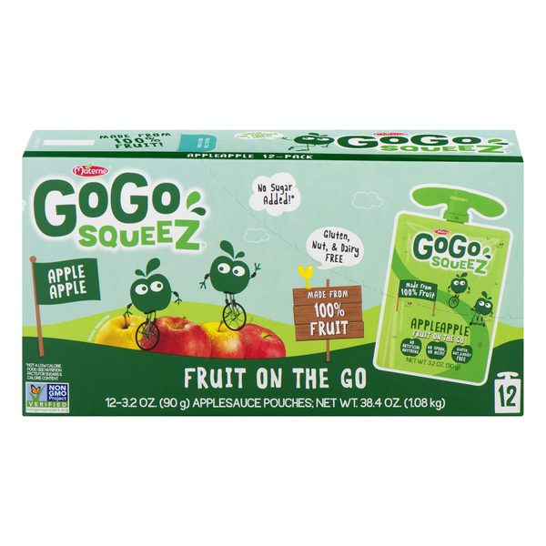 Canned/Pouch Fruit & Applesauce GoGo Squeez Apple Sauce, Apple Apple, 12 Pack hero