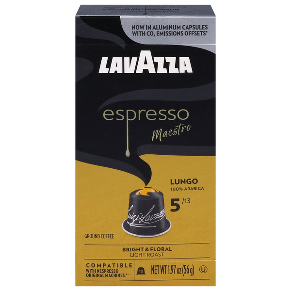 Coffee Lavazza Coffee, Ground, Light Roast, Lungo, Espresso Maestro, Aluminum Capsules hero