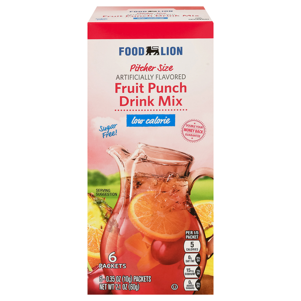 Cocoa & Drink Mixes Food Lion Drink Mix Fruit Punch Low Calorie Pitcher Size hero