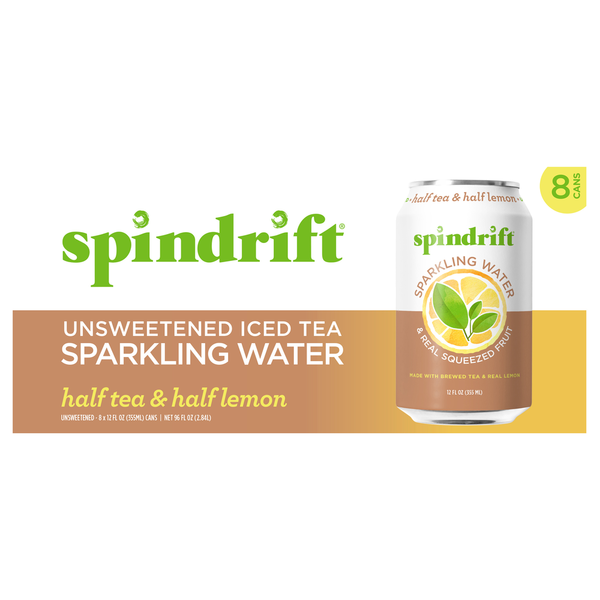 Water, Seltzer & Sparkling Water Spindrift Sparkling Water, Unsweetened, Half Tea & Half Lemon hero