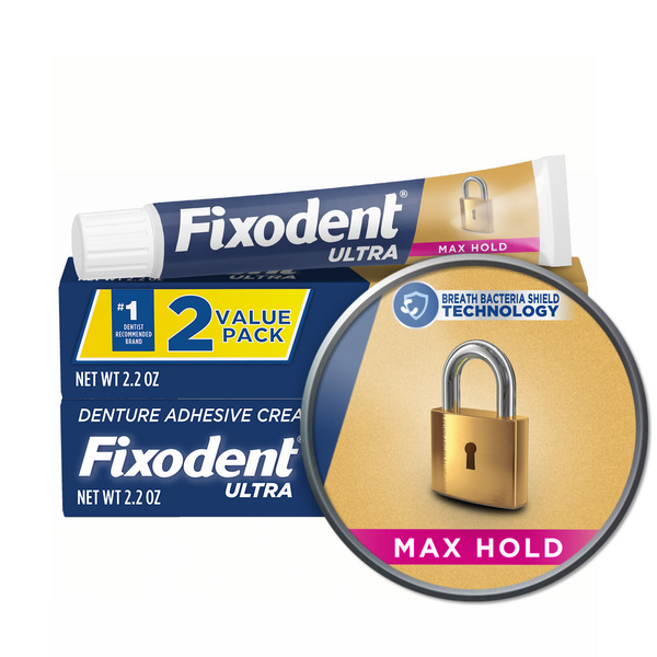 Oral Hygiene Fixodent Ultra Max Hold Dental Adhesive, Pack of Two hero