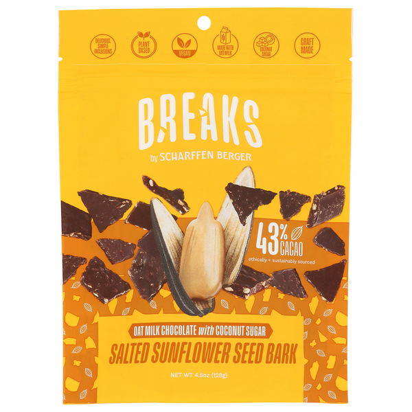 Candy & Chocolate Scharffen Berger Breaks 43% Oat Milk W/ Sunflower Seed Bark 4.5Oz Bag hero