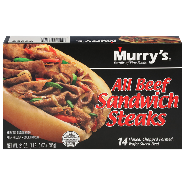 Frozen Meat & Seafood Murry's Sandwich Steaks, All Beef hero