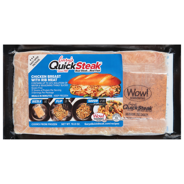 Prepared Meals Gary's Quick Steak Chicken Breast, Thinly Sliced hero