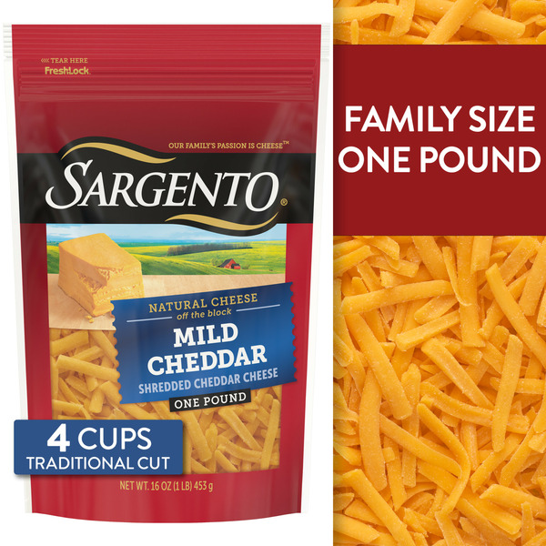 Packaged Cheese Sargento Shredded Mild Natural Cheddar Cheese hero