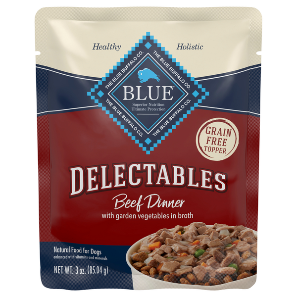 Dog Food Blue Buffalo Food for Dogs, Natural, Beef Dinner with Garden Vegetables in Broth, Delectables hero