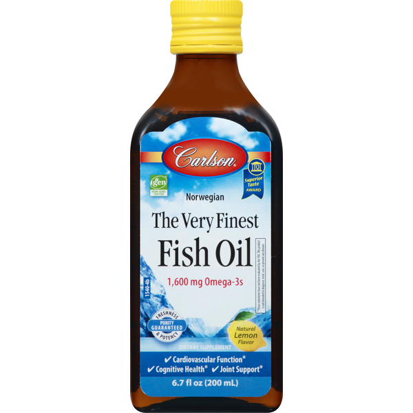 Supplement Oils Carlson Fish Oil, 1600 mg, Natural Lemon Flavor hero