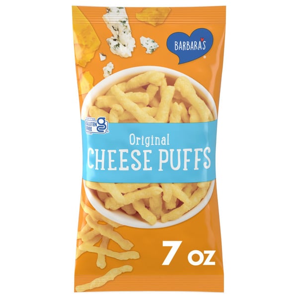 Chips & Pretzels Barbara's Cheese Puffs Gluten Free Kids Snacks, Real Aged Cheese hero