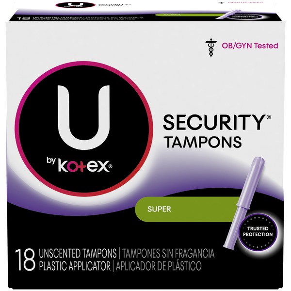 Feminine Care U by Kotex Security Super Tampons Unscented - 18 PK hero