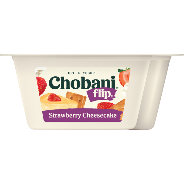 Yogurt Chobani Yogurt, Greek, Low-Fat, Strawberry Cheesecake hero