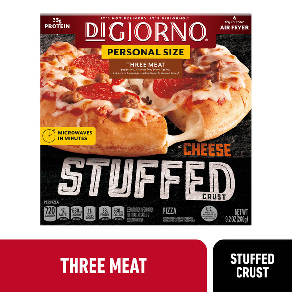 Frozen Pizza DiGiorno Cheese Stuffed Crust Small Three Meat Frozen Pizza hero