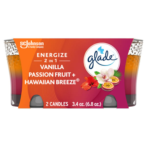 Air Fresheners Glade Scented Candle, Vanilla Passion Fruit & Hawaiian Breeze hero