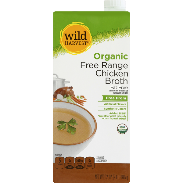 Soup, Broth & Bouillon Wild Harvest Broth, Fat Free, Organic, Free Range Chicken hero