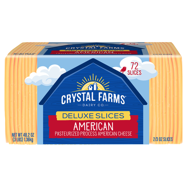 Packaged Cheese Crystal Farms Slices Cheese, American, Deluxe hero