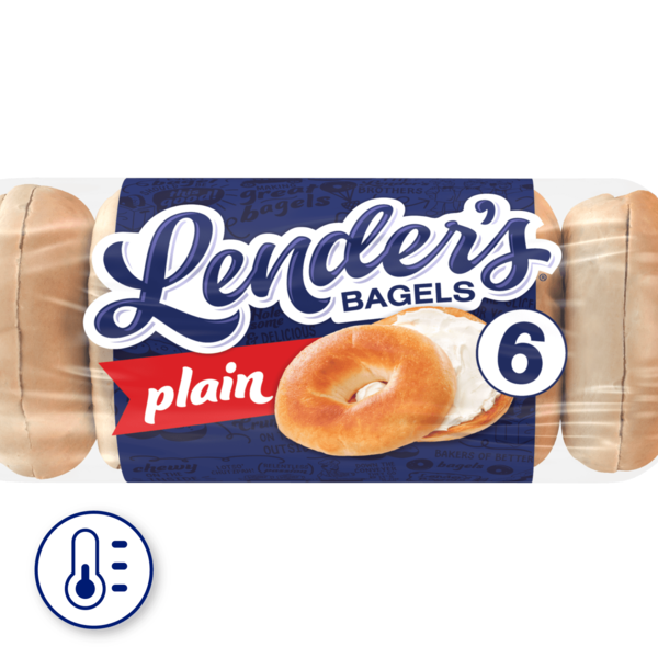 Breakfast Bakery Lender's Original, 6 count, Plain Pre-sliced Bagels, Refrigerated hero