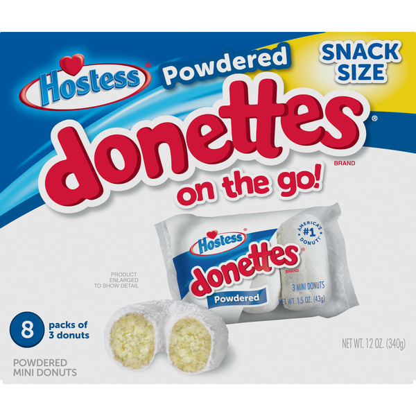 Cookies & Cakes Hostess Powdered DONETTES Donuts Snack Pack hero