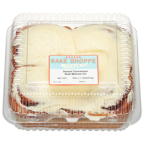 Bakery Desserts Bake Shoppe Fresh Sweet Cinnamon Rolls With Cream Cheese Icing - 4 Ct. hero