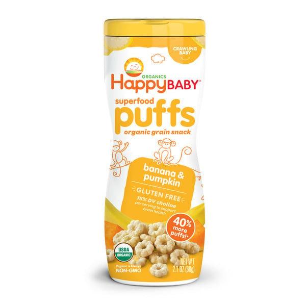 Baby Food & Formula Happy Baby Organics Gluten Free Superfood Puffs Organic Grain Snack Banana & Pumpkin hero