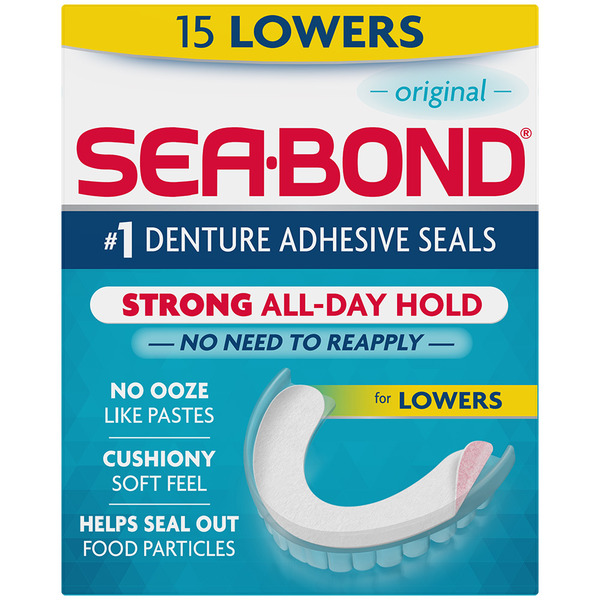 Oral Hygiene Sea-bond Denture Adhesive Seals, for Lowers, Original hero