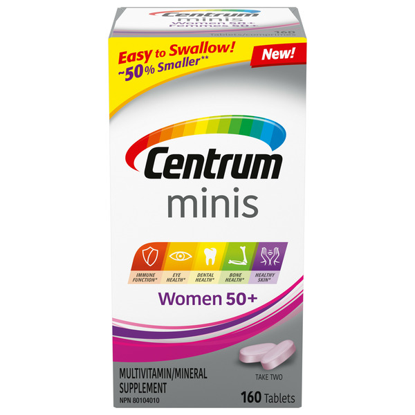 Vitamins & Supplements Centrum Vitamins, Women 50+ Multivitamin Supplement, Mini Tablets, 160 Count hero