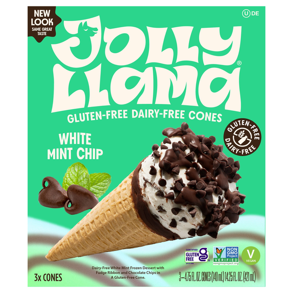 Ice Cream Toppings Jolly Llama Cones, Dairy-Free, Gluten-Free, White Mint Chip hero