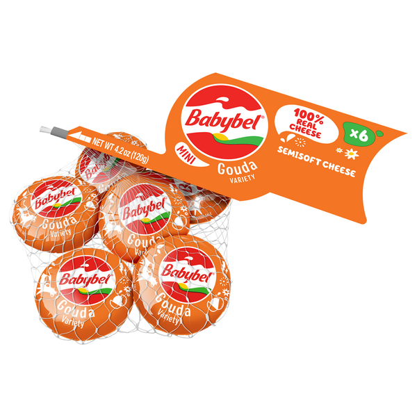 Babybel Semisoft Cheese, Gouda Variety, Mini hero