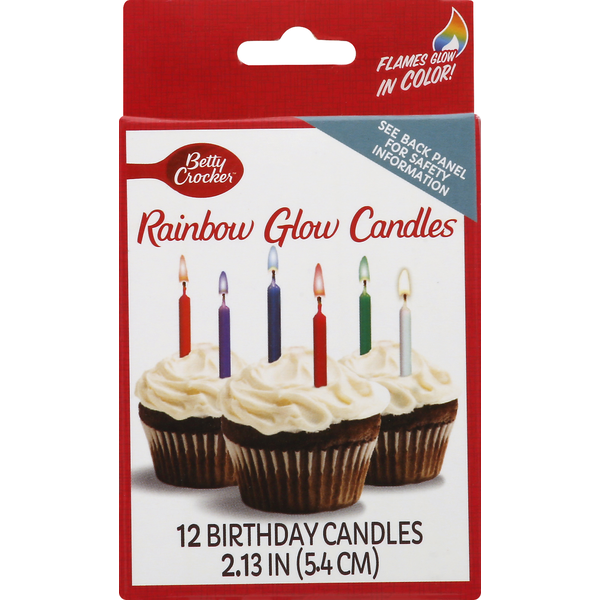 Baking Supplies & Decor Betty Crocker Birthday Candles, Rainbow Glow, 2.13 Inch hero