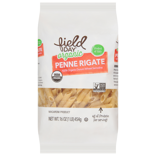 Dry Pasta FIELD DAY Penne Rigate, Organic hero