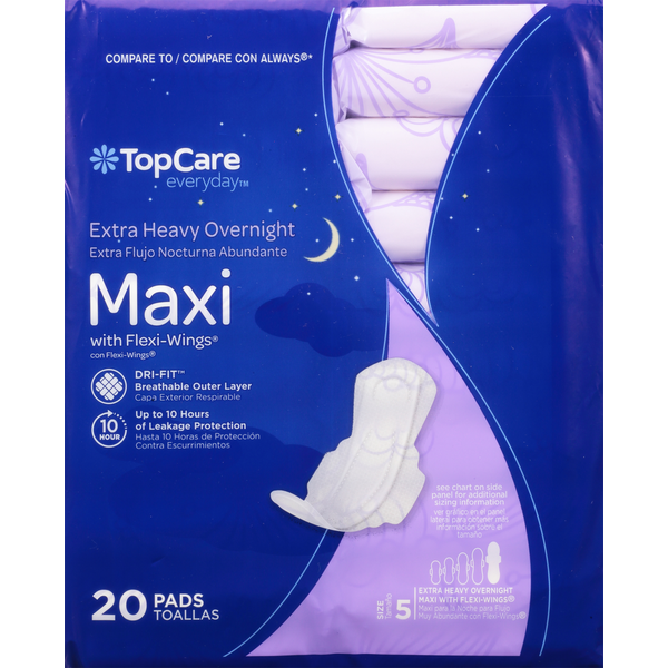 TopCare Pads, Maxi, with Flexi-Wings, Extra Heavy Overnight, Size 5 hero