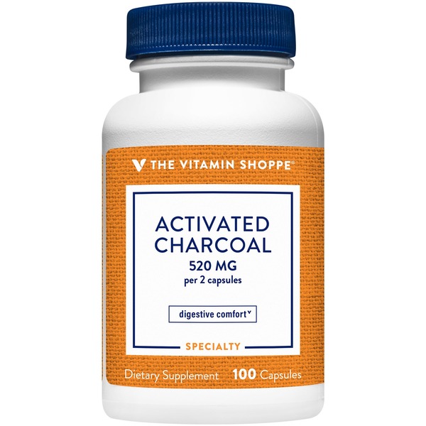 Other Supplements The Vitamin Shoppe Activated Charcoal - 520 MG (100 Capsules) hero