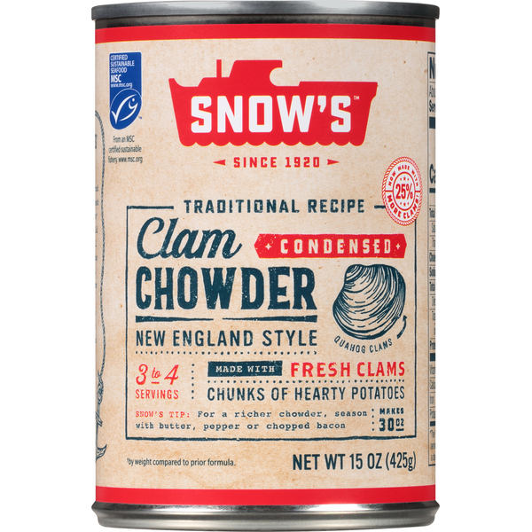 Soup, Broth & Bouillon Snow's Clam Chowder, New England Style, Condensed, hero