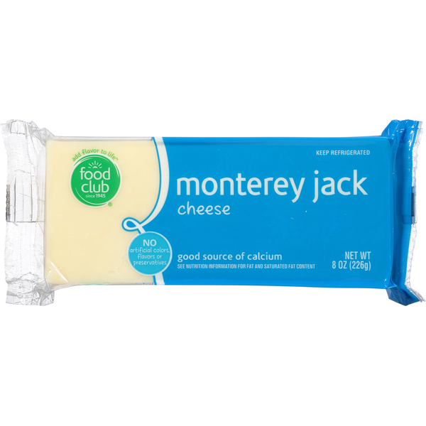 Packaged Cheese Food Club Cheese, Monterey Jack hero