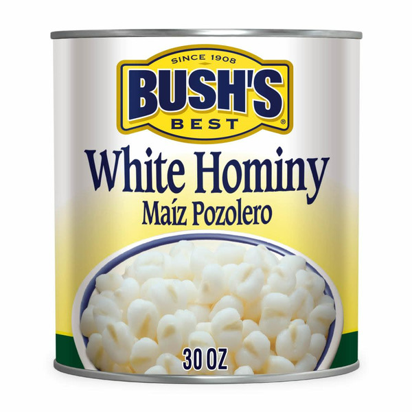 Canned Meals & Beans Bush's Best White Hominy Pozole hero