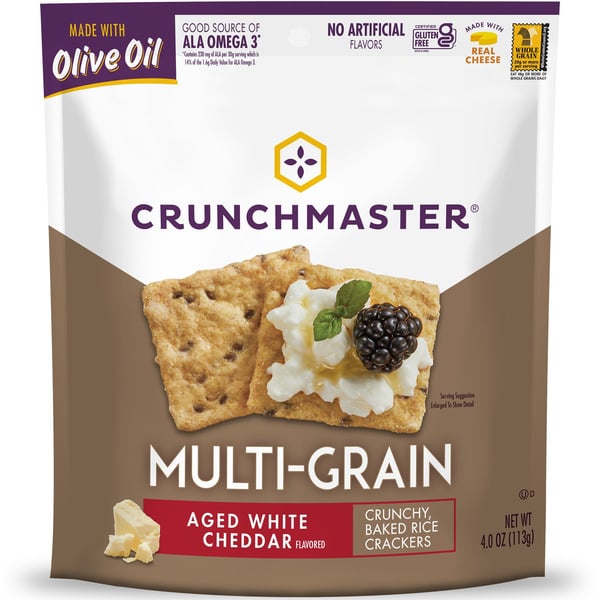 Crackers Crunchmaster Multi-Grain, Aged White Cheddar hero