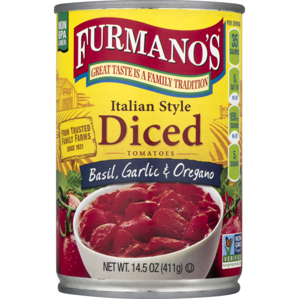 Canned & Jarred Vegetables Furmano's Diced Tomatoes, Italian Style with Basil, Garlic & Oregano hero