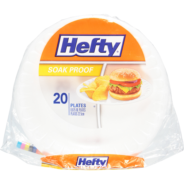 Plates, Bowls, Cups & Flatware Hefty Plates, Soak Proof, 8.875 Inch hero