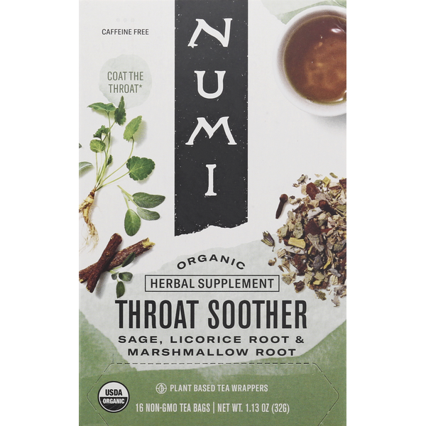 Numi Herbal Tea, Organic, Throat Soother, Bags hero