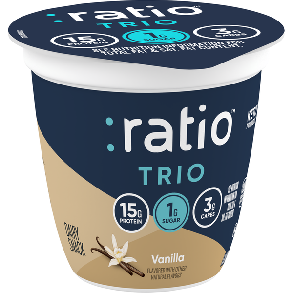 Yogurt Ratio Trio Vanilla Yogurt Cultured Dairy Keto Friendly Snack Cup hero