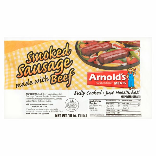 Hot Dogs, Bacon & Sausage Arnold's Smoked Sausage hero