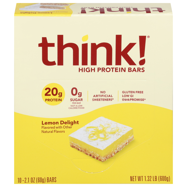 Energy & Granola Bars think! High Protein Bars, Lemon Delight, 10 Pack hero