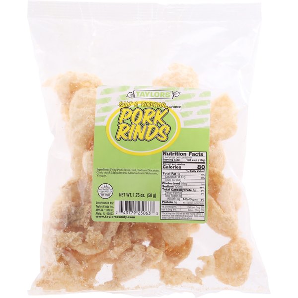 Taylors Pork Rinds, Salt & Vinegar Flavored hero