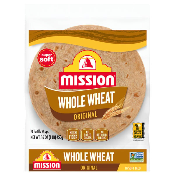 Packaged Bread Mission Whole Wheat Soft Taco Flour Tortillas hero