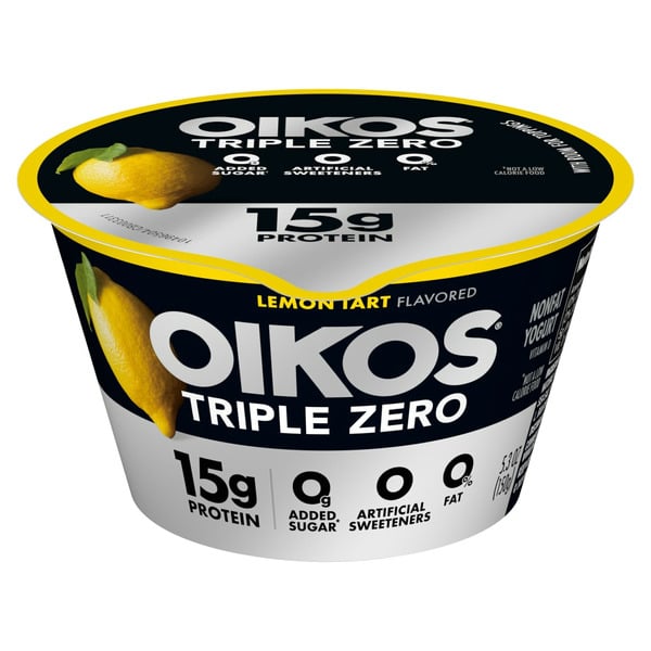 Yogurt Oikos Lemon Tart 15g Protein, 0g Added Sugar, Nonfat Greek Yogurt Cup hero