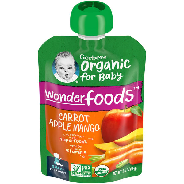 Baby Food & Formula Gerber Baby Food Organic Wonder Foods Baby Food Carrot Apple Mango Pouch hero