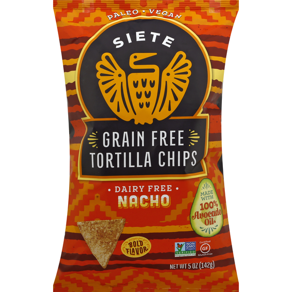 Chips & Pretzels Siete Tortilla Chips, Grain Free, Nacho hero