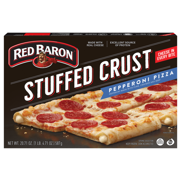 Frozen Pizza Red Baron Pizza, Stuffed Crust, Pepperoni hero