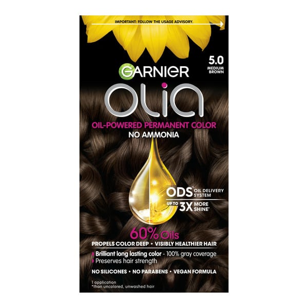 Hair Care Garnier Oil Powered Ammonia Free Permanent Hair Color, 5.0 Medium Brown hero