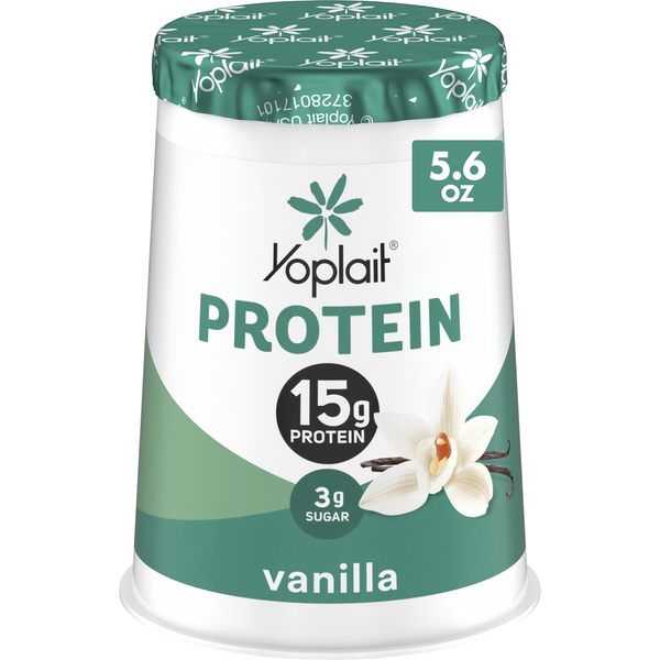 Yogurt Yoplait Protein Vanilla Yogurt Cultured Dairy Snack Cup hero